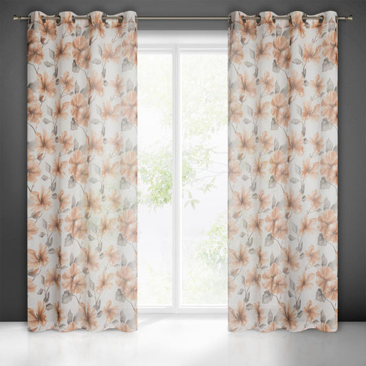 Gardine AIDA-Vorhang aus Etamine mit einem Blumen- oder Blättermotiven Ösen (2 St), halbtransparent, Etamine