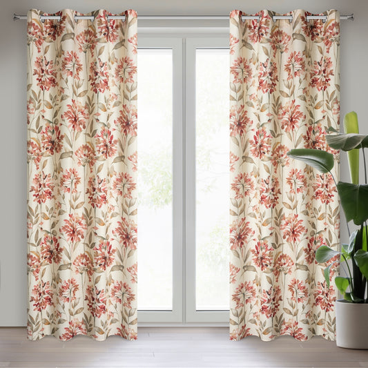 Gardine AIDA-Vorhang aus Etamine mit einem Blumen- oder Blättermotiven Ösen (2 St), halbtransparent, Natürlicher Stoffstruktur