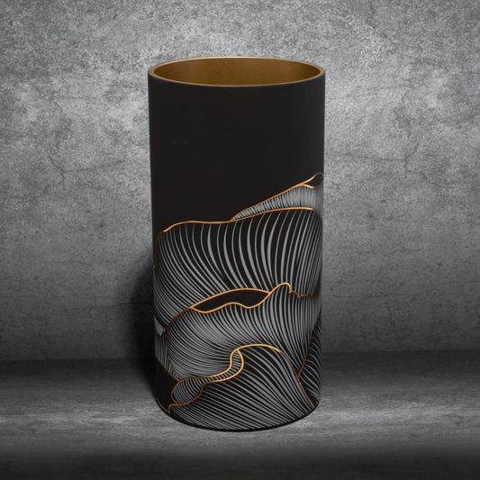 PEONIA-Vase aus Kunstglas mit Pfingstrosenblütenmotiv