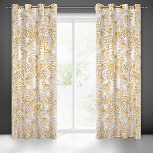 Gardine AIDA-Vorhang aus Etamine mit einem Blumen- oder Blättermotiven Ösen (2 St), halbtransparent, Jacquard