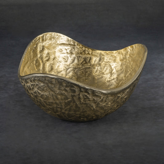 Dekoschale PEDRO Metallschale mit Wellenrändern,Größe:25x13 cm, Gold