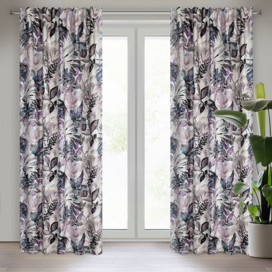 Gardine AIDA-Vorhang aus Etamine mit einem Blumen- oder Blättermotiven Stangendurchzug (2 St), halbtransparent, Natürlicher Stoffstruktur