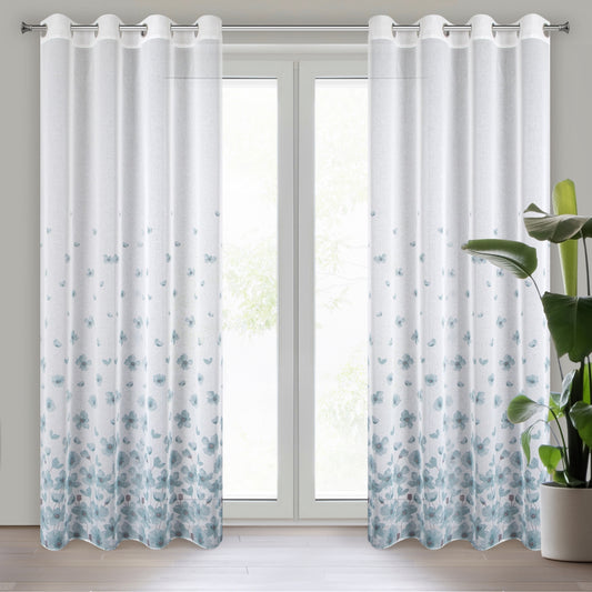 Gardine AIDA-Vorhang aus Etamine mit einem Blumen- oder Blättermotiven Ösen (2 St), halbtransparent, Etamine