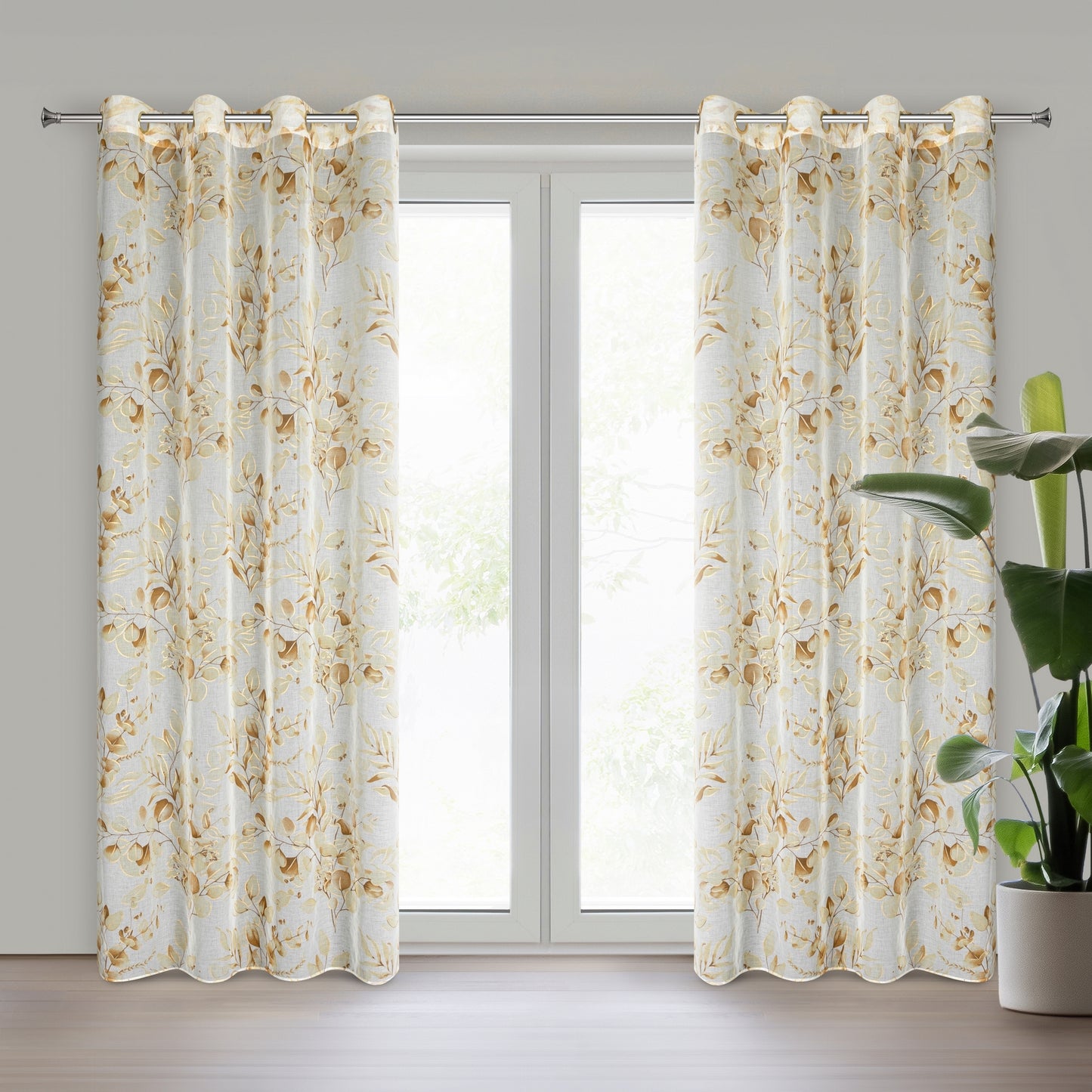 Gardine AIDA-Vorhang aus Etamine mit einem Blumen- oder Blättermotiven Ösen (2 St), halbtransparent, Etamine